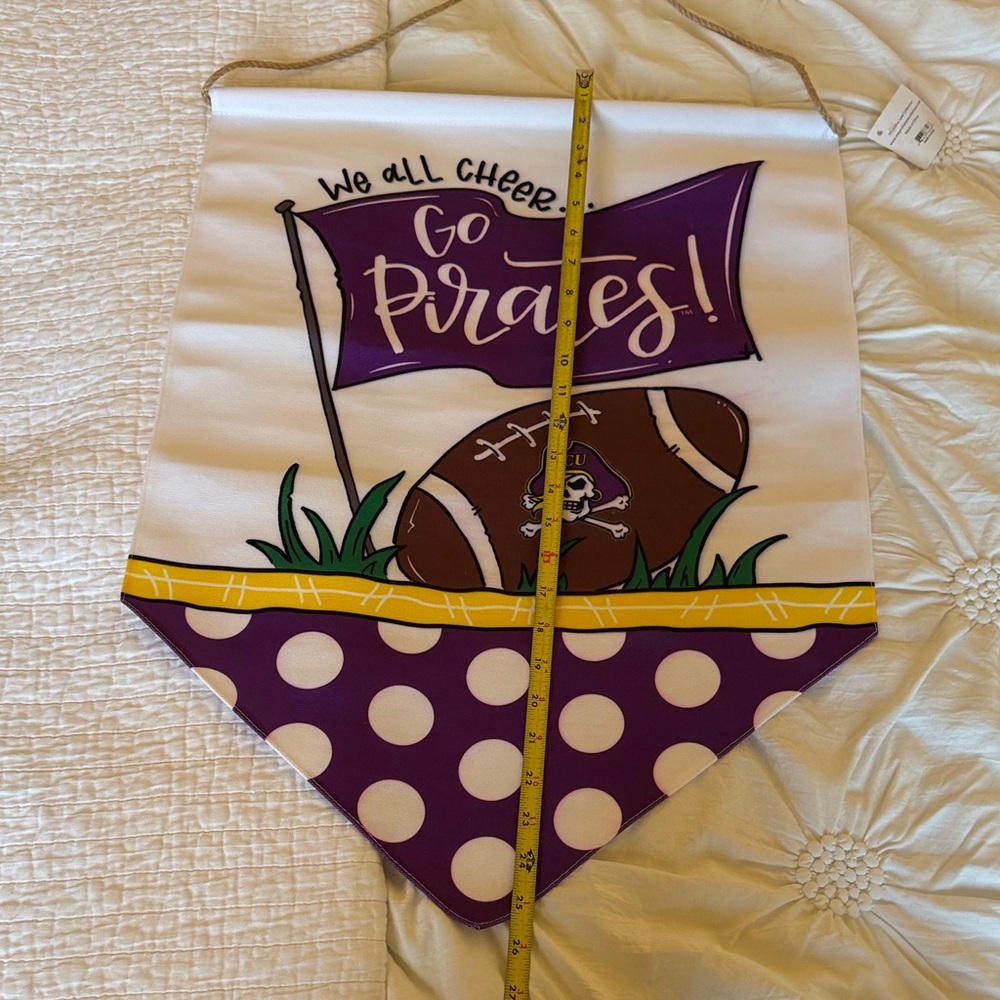 ✅NWT- EAST CAROLINA/Pirate Football Wall Banner - Purple and White. New! - Picture 8 of 9